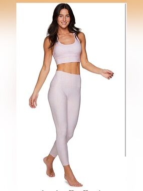 RBX Light Pink Purple Floral Leopard Legging Bra Workout Set Size S